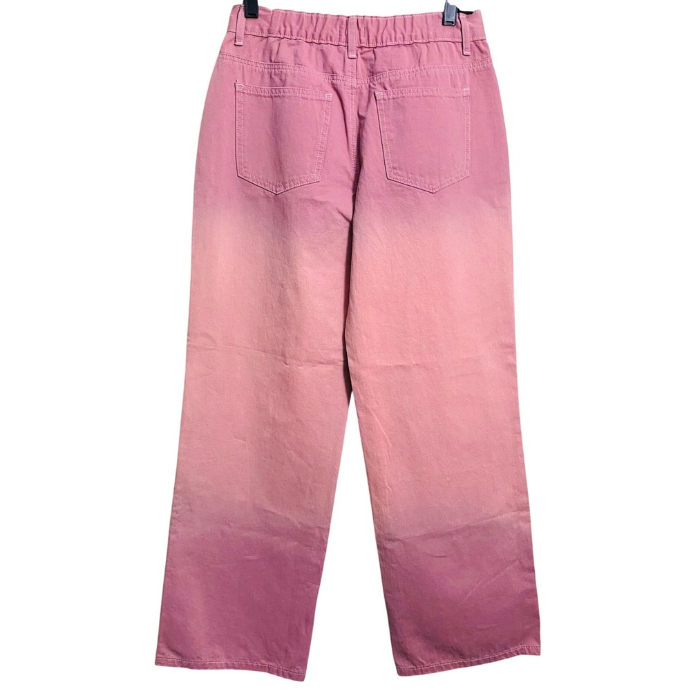 POL FWP142 Pink Ombre Crystal Studded Wide Leg 100% Cotton Jeans Size Small - Picture 5 of 7